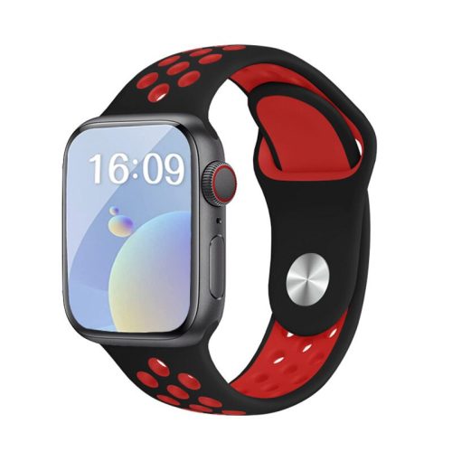 Apple Watch fekete/piros sport szilikon szíj